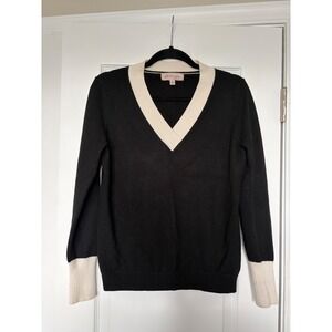 Philosophy Republic Clothing Black Cream V-Neck Sweater Size‎ M Long Sleeve